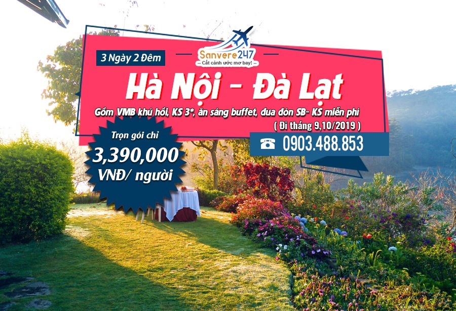 Combo du lịch Hà Nội - Đà Lạt 3N2Đ trọn gói 3.390k